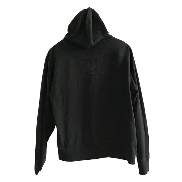 MEN'S BLACK FRONT GRAPHIC PULLOVER KANGAROO POCKET HOODIE SWEATER SIZE MEDIUM - Picture 2 of 6